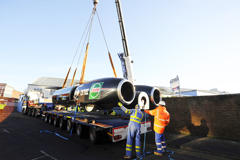 Collett Transport relocates world fastest car Thrust SSC