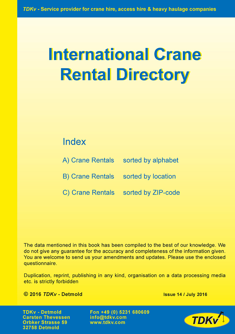 International Crane Rental Directory