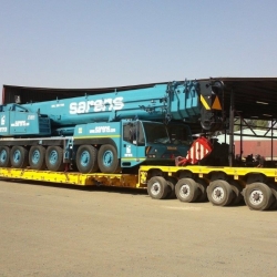 Heavy haulage of Terex AC 300 from Sarens in South Africa