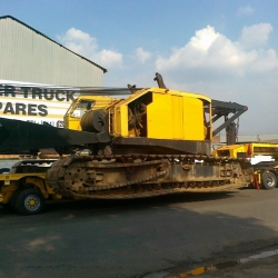 Heavy transport of crawler crane in South Africa