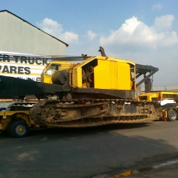 Heavy transport of crawler crane in South Africa