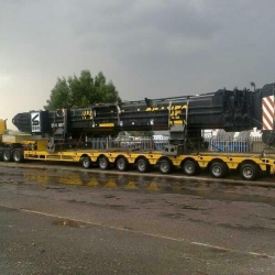 Heavy haulage of Liebherr LTM 1800 main boom from Sarens in South Africa